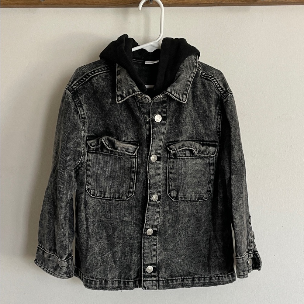 Zara Grey Black Denim Hoodie